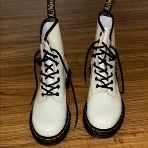 Dr. Martens White Leather Boots